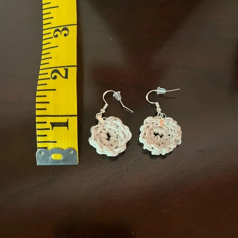 NWT Hemp cord crotchet earrings with sterling silver hooks - Picture 2 of 2